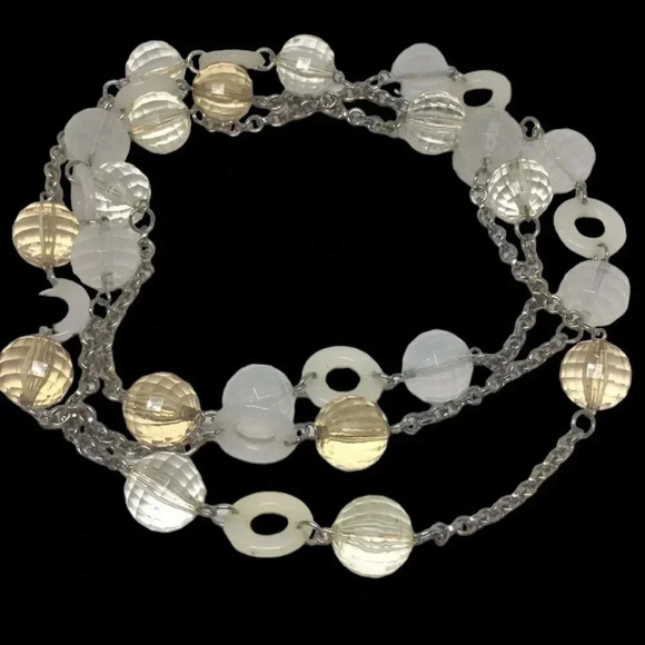 Vintage Jewelry - Vintage Faceted Clear Bead Lucite Station Necklace